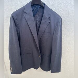 Classic-fit suit in stretch hemp-organic cotton blend